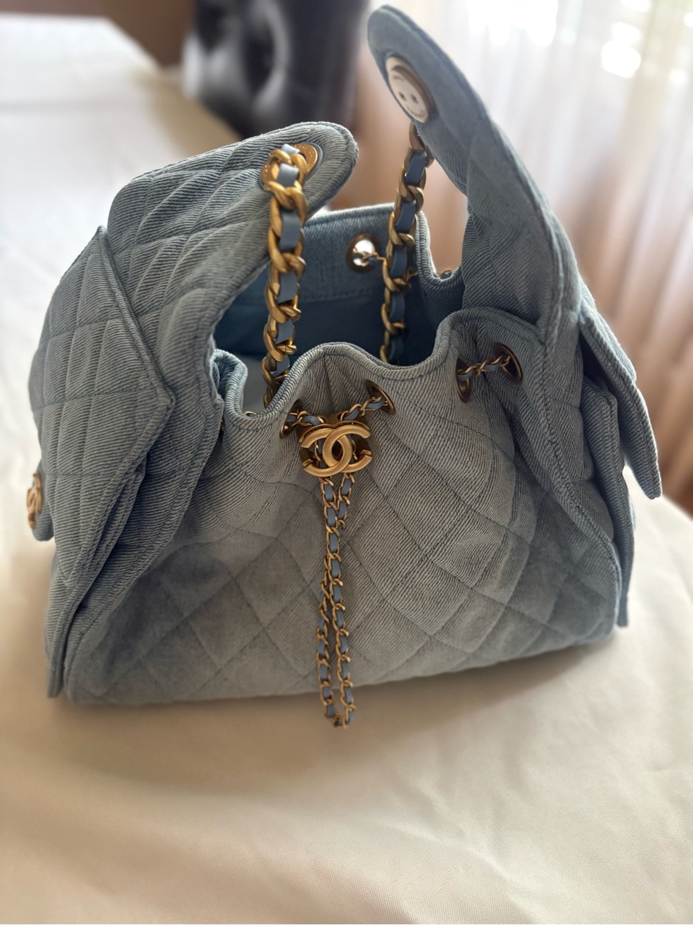 CHANEL 25 Denim with Gold Chain